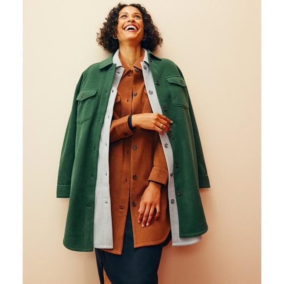 NWT KIT AND ACE Hygge Fleece Long Shirt Jacket Heather Forest XS - Picture 1 of 15